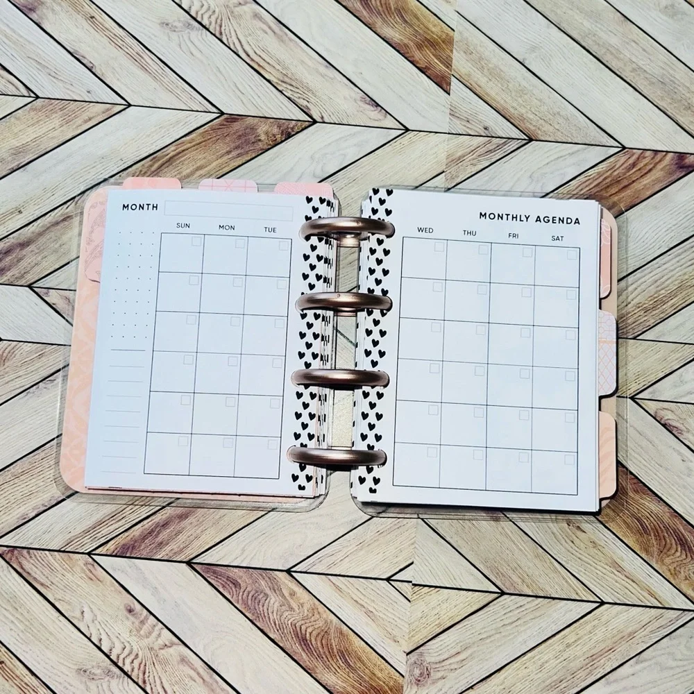 Happy planner micro size notes monthly and weekly layout Rose Golg Quartz floral